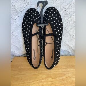No Boundaries Black Studded Women's Flats Size 7 Slip On Shoes Mary Jane New